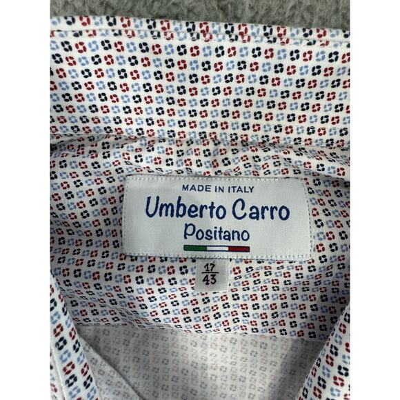 Umberto Carro Italy Positano Multicolor Geometric Print Casual Shirt Men 17/43 - Picture 3 of 15